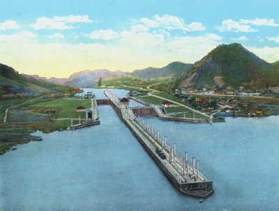 Fågelperspektiv över Pedro Miguel Locks, Panamakanalen (färgad bild) av American Photographer (after)