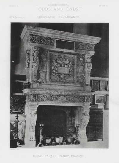 Öppen spis: Ducal Palace, Nancy, Frankrike (svart/vitt foto) av American Photographer (after)