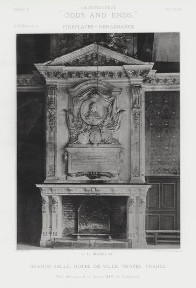 Öppen spis: Grande Salle, Hotel De Ville, Troyes, Frankrike (s/v foto) av American Photographer (after)