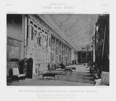 Öppen spis: The Picture-Gallery, Hardwick Hall, Derbyshire, England (s/v foto) av American Photographer (after)