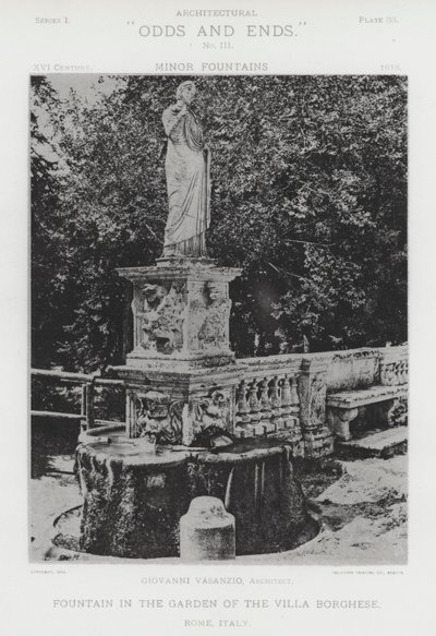 Fontän i trädgården av Villa Borghese, Rom, Italien (s/v foto) av American Photographer (after)