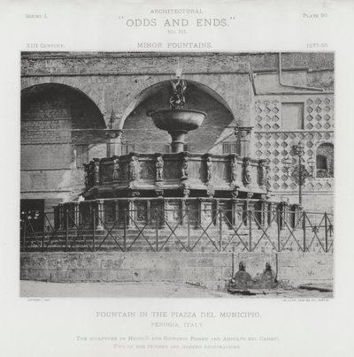 Fontän på Piazza Del Municipio, Perugia, Italien (s/v foto) av American Photographer (after)