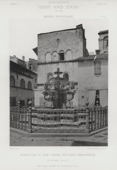 Fontän på Piazza Vittorio Emanuele, Viterbo, Italien (s/v foto) av American Photographer (after)