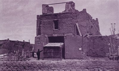 Old Church of San Miguel, Santa Fe, NM, byggd av Adobe 1550 (s/v foto) av American Photographer (after)