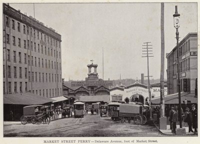 Philadelphia: Market Street Ferry, Delaware Avenue, vid foten av Market Street (svart/vitt foto) av American Photographer (after)