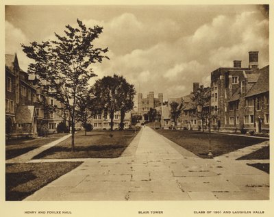 Princeton University: Henry och Foulke Hall; Blair Tower; Klass av 1901 och Laughlin Halls (s/v foto) av American Photographer (after)