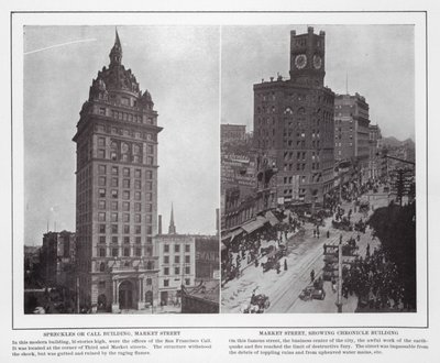 San Francisco: Spreckles or Call Building, Market Street; Market Street, som visar Chronicle Building (s/v foto) av American Photographer (after)