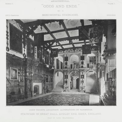 Trappa i Great Hall, Audley End, Essex, England (s/v foto) av American Photographer (after)