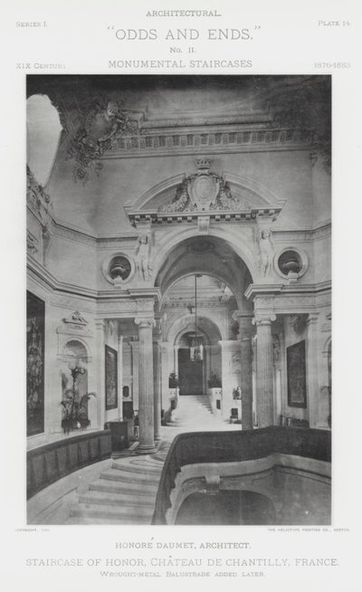 Staircase of Honor, Chateau De Chantilly, Frankrike (s/v foto) av American Photographer (after)