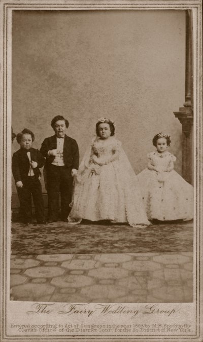 Bröllopsfotografi av Charles Sherwood Stratton, amerikansk underhållare känd som General Tom Thumb, och hans fru, Lavinia Warren av American Photographer (after)
