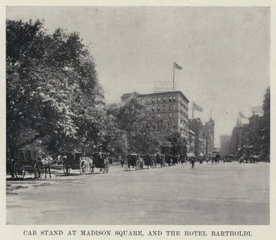 Cab Stand på Madison Square och Hotel Bartholdi (s/v foto) av American Photographer