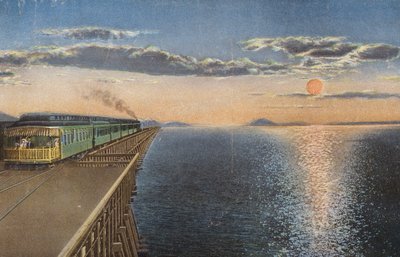 Korsning av Stora Saltsjön vid solnedgången (färgfoto) av American Photographer