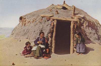 Elle of Ganado, Indian Building, Albuquerque, Navajos mest kända vävare (foto i färg) av American Photographer