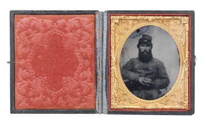Inramat porträtt av menige Joseph Absalom Higginbotham, Co. I av American Photographer