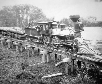 Godståg, Coss County, Oregon, ca 1880 (s/v foto) av American Photographer