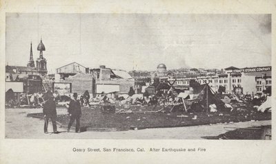 Geary Street, San Francisco, efter jordbävningen och branden av American Photographer