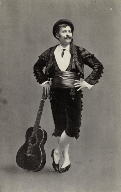 Guiseppe Campanari, som Figaro, i "Barberaren i Sevilla" (svartvitt foto) av American Photographer