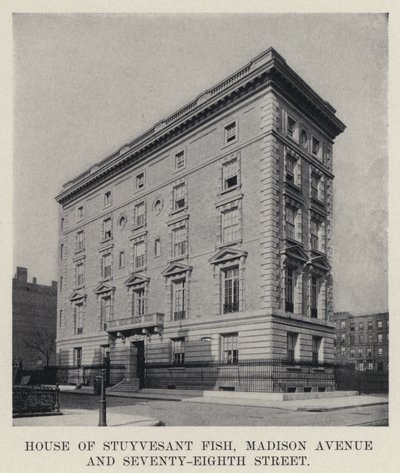 House of Stuyvesant Fish, Madison Avenue och Seventy-Eighth Street (s/v foto) av American Photographer