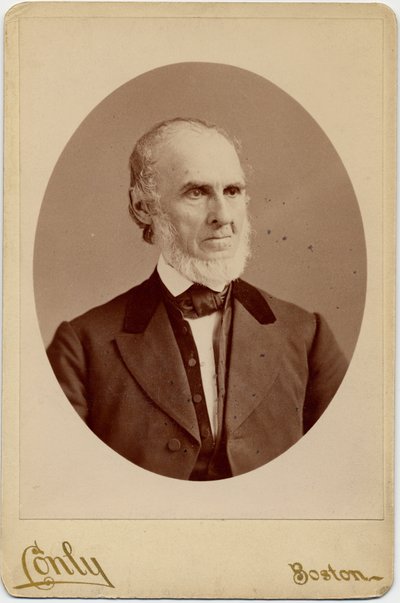John Greenleaf Whittier (1807-92), amerikansk kväkarpoet och abolitionist; foto av C F Conly, Boston (albumintryck) av American Photographer