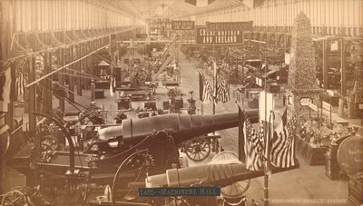 Krupps Guns, tysk utställning, Centennial International Exhibition, Philadelphia, 1876 (silveralbumintryck) av American Photographer