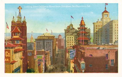 Blick nerför California Street från Chinatown, San Francisco, Kalifornien (färgfoto) av American Photographer