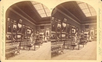 Memorial Hall, amerikanska avdelningen, internationella centennialutställningen 1876, Philadelphia (stereoskopiskt tryck) av American Photographer