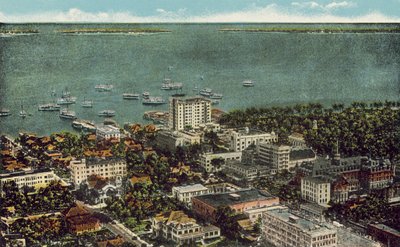 Miami, Florida, ca 1925: Fågelperspektiv av Miami (färgfoto) av American Photographer