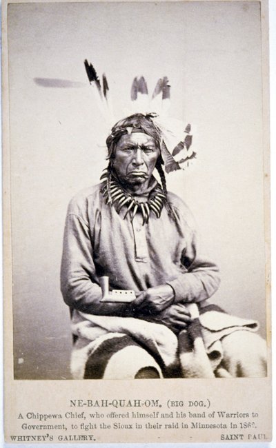NE-BAH-QUAH-OM, Big Dog, Chippewa Chief, erbjöd sig att slåss mot Sioux i Minnesota av American Photographer
