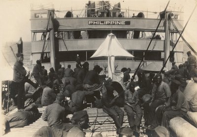 Pioneer Infantry Battalion på truppfartyget U.S.S. Philippine från Brests hamn, Frankrike, 18 juli 1919 av American Photographer
