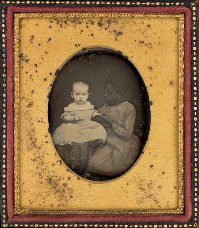 Porträtt av ett barn och en ung kvinna,ca. 1850 (foto) av American Photographer