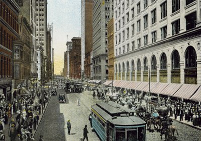 State Street, ser norrut från Van Buren Street (färgat foto) av American Photographer