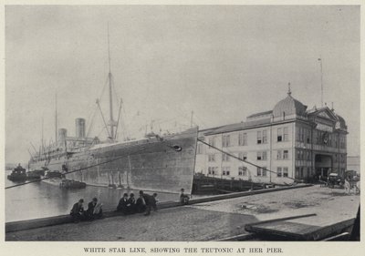 White Star Line, som visar germanen vid hennes pir (s/v foto) av American Photographer