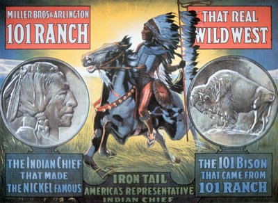 101 Ranch Wild West Show affisch, med "Iron Tail" av American School