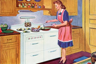 1940-talshemman lagar middag i hennes drömkök av American School