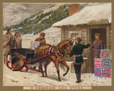 En kanadensisk timmerbutik, Huntley and Palmer Advert av American School