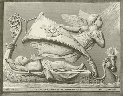 "A Gentle wafting to Immortal Life." från skulpturen av F M Miller (gravyr) av American School
