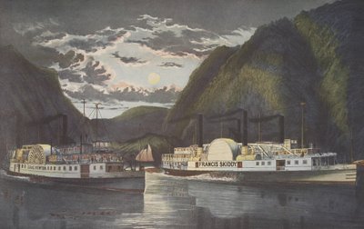 A Night on the Hudson - Through at Daylight , pub. 1864, Currier & Ives av American School