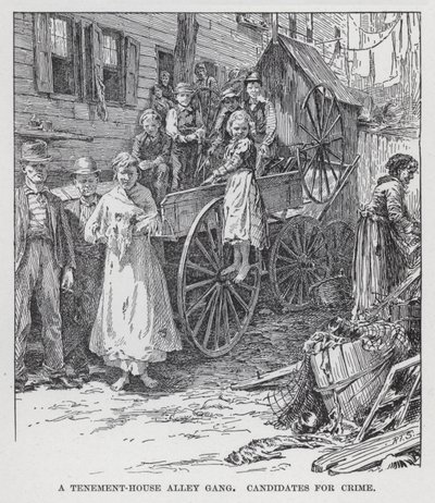 A Tenement-House Alley Gang, Candidates for Crime (litho) av American School
