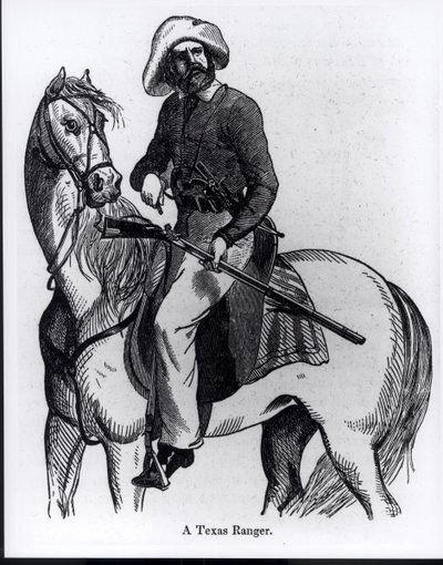 En Texas Ranger, illustration från "Pictorial History of Mexico and the Mexican War" av John Frost, 1848 av American School