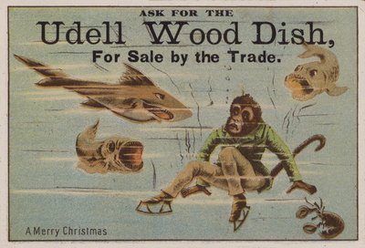 God jul, handelskort reklam Udell trärätter av American School