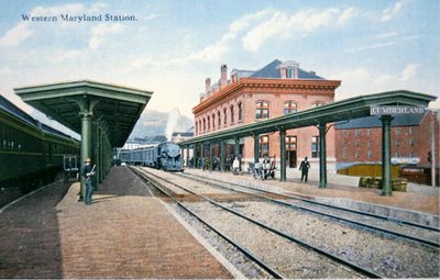 Ett vykort från Western Maryland Station, Cumberland, Maryland (färg litho) av American School