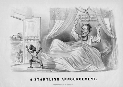Ett häpnadsväckande meddelande, publicerat av Currier & Ives, ca 1862 av American School