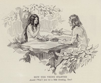 Adam och Eva i Edens lustgård (litografi) av American School