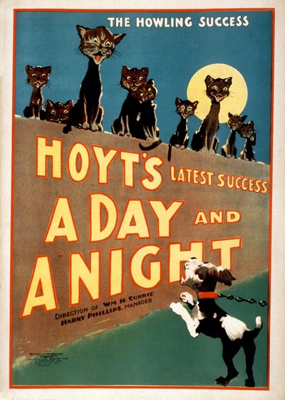 Annons för Charles Hoyts A Day and a Night, pub.1899 av American School