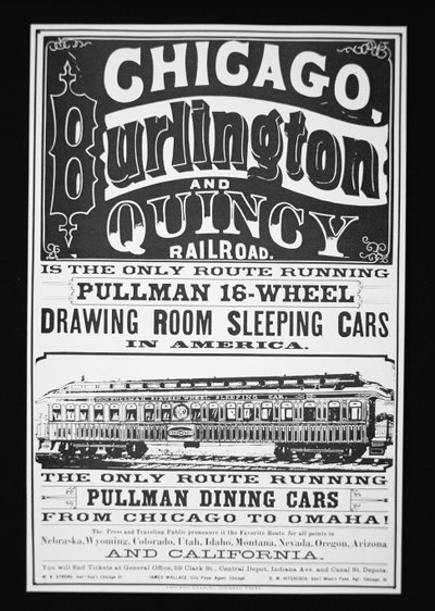 Annons för Pullman Cars of Chicago, ca 1875 (litho) av American School
