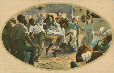 Afroamerikansk dans i Dixie (färg litho) av American School