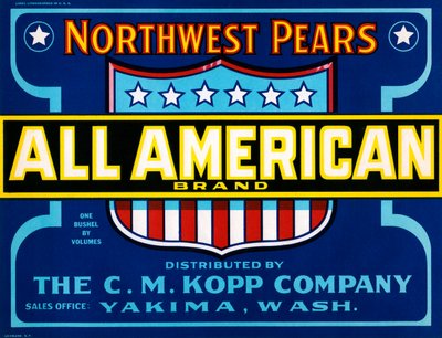 All American Brand Fruit Crate Label, c.1920 (litografi) av American School
