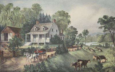 American Homestead - Sommar, pub. 1868, Currier & Ives av American School