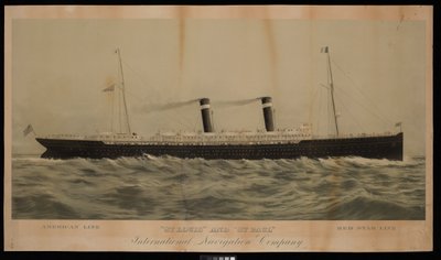 American Line St Louis och St Paul Red Star Line International Navigation Company (kromolitografi) av American School