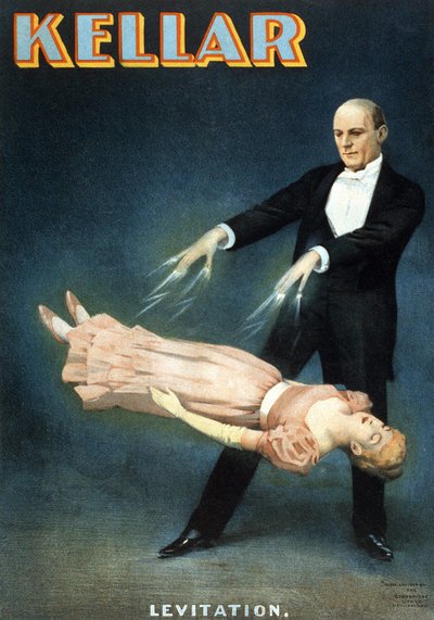 Amerikansk affisch för trollkarlen Harry Kellars (1849 - 1922) föreställning: "Levitation" av American School